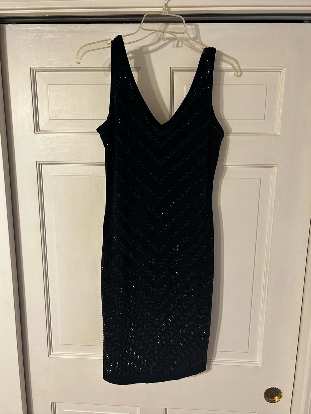 Philosophy Black Sequin Chevron V-Neck Mini Dress
